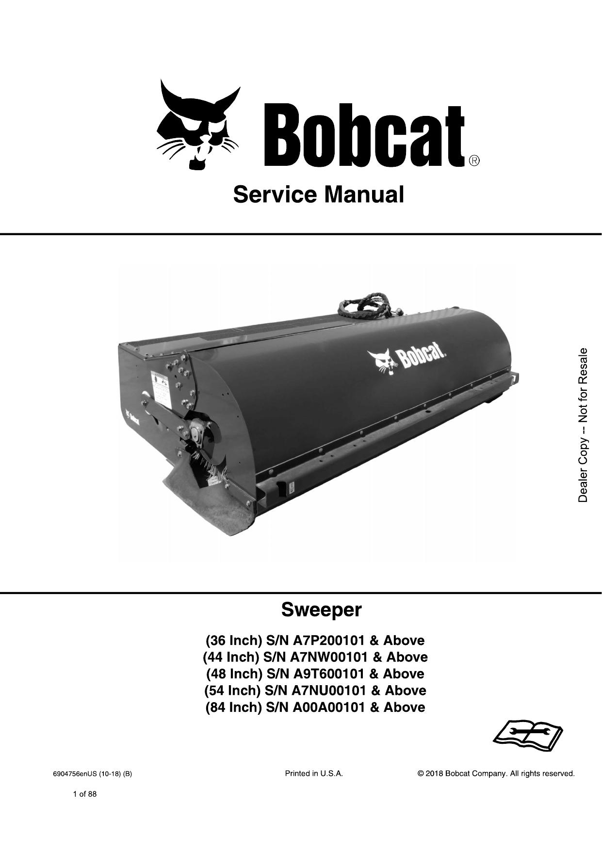 Sweeper Attachment Service Manual Bobcat
